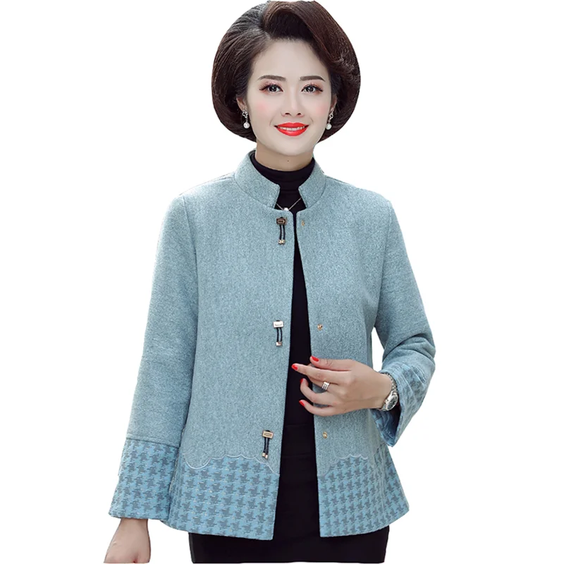 

Spring Woolen Coat Fashion Casual Short Middle-aged Women's Woolen Tops 2022 Spring Autumn wool Overcoat Clothes Female