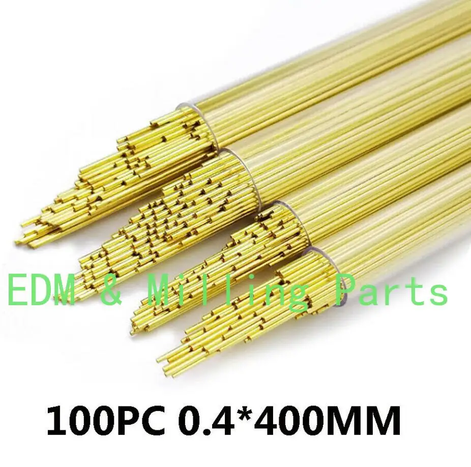 100PCS CNC EDM Drilling Machine Brass Electrode Single-Channel Tube 0.4MMX400MM For Drilling Machine Mill Part