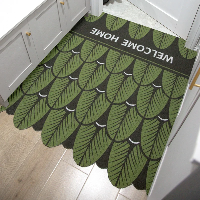 New Can Be Tailored Home Mat Carpet PVC Anti-slip Mat Green Welcome Entrance Door Mat Carpet Custom Living Room Hallway Door Mat