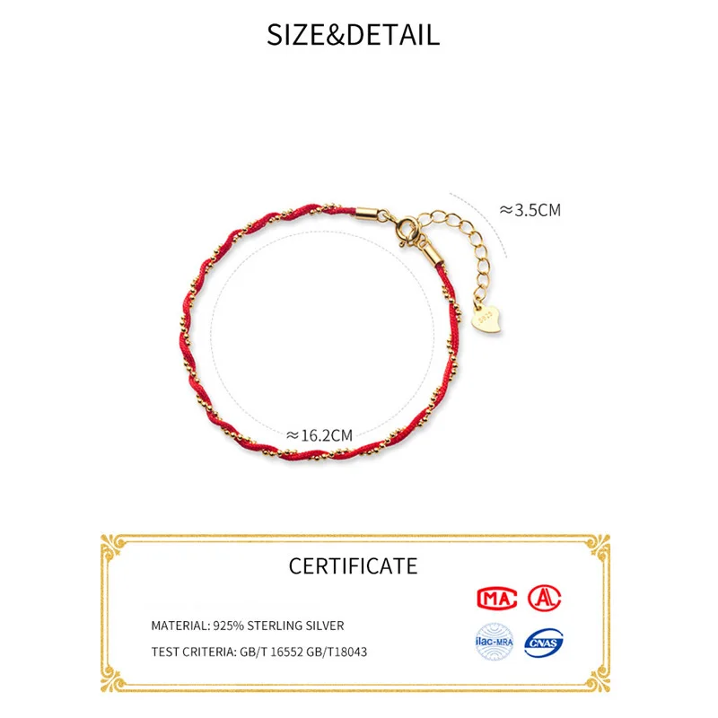 La Monada Red Thread For Hand 925 Sterling Silver Jewelry Bracelets For Women Red Rope Thread Silver Bracelet 925 Women Gold