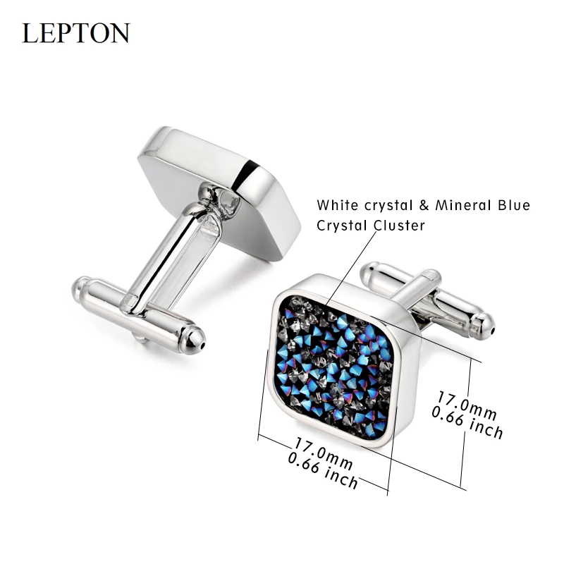 Hot Crystal Cluster Cufflinks For Mens Lepton Square Classic Crystal Cufflink Fashion Man Shirt Cuffs Cuff Links Wedding Gift