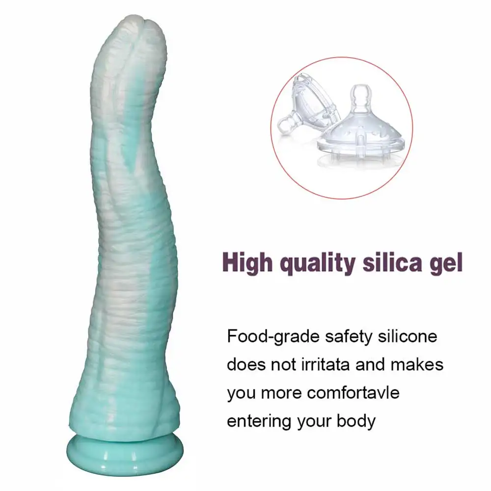 Long Animal Horse Penis Silicone Realistic Dildo Colorful White and Blue Sucker Cock Anal Plug Sex Toys For Men Women Couples