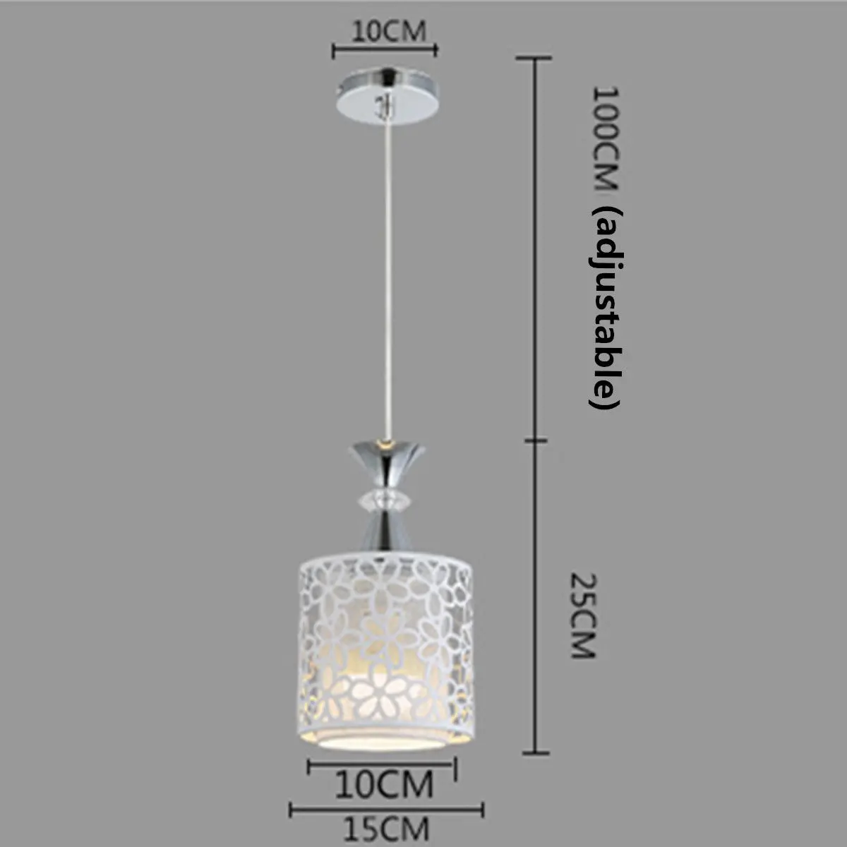 Modern Crystal Iron Pendant Lamp Dining Room Chandelier Decor E27 Base Hanging Ceiling Lamp