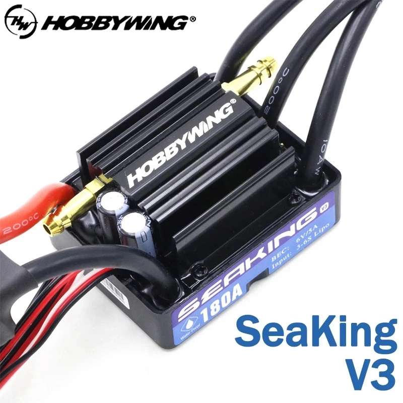 Hobbywing SeaKing HV V3 BEC wodoodporny 30A/60A/120A/180A/130A No BEC 5-12S Lipo bezszczotkowy ESC dla RC łódź wyścigowa