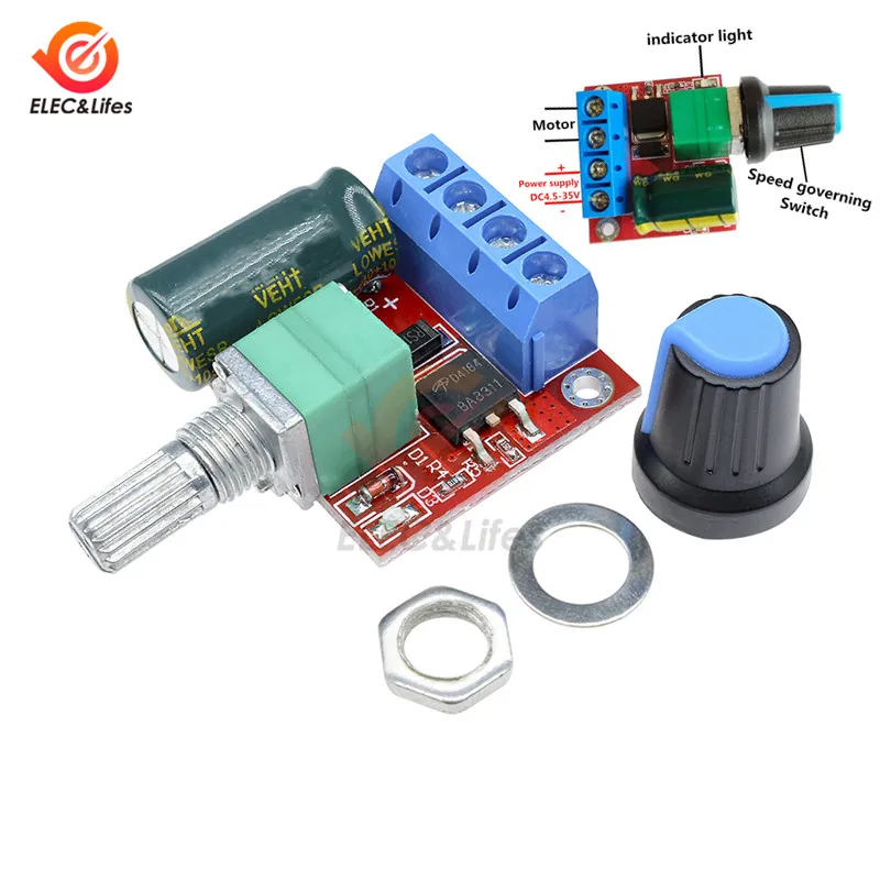 90W Max 4.5V-35V 5A DC PWM Motor Speed Controller Module Adjustable Speed Regulator Control Switch 12V 24V