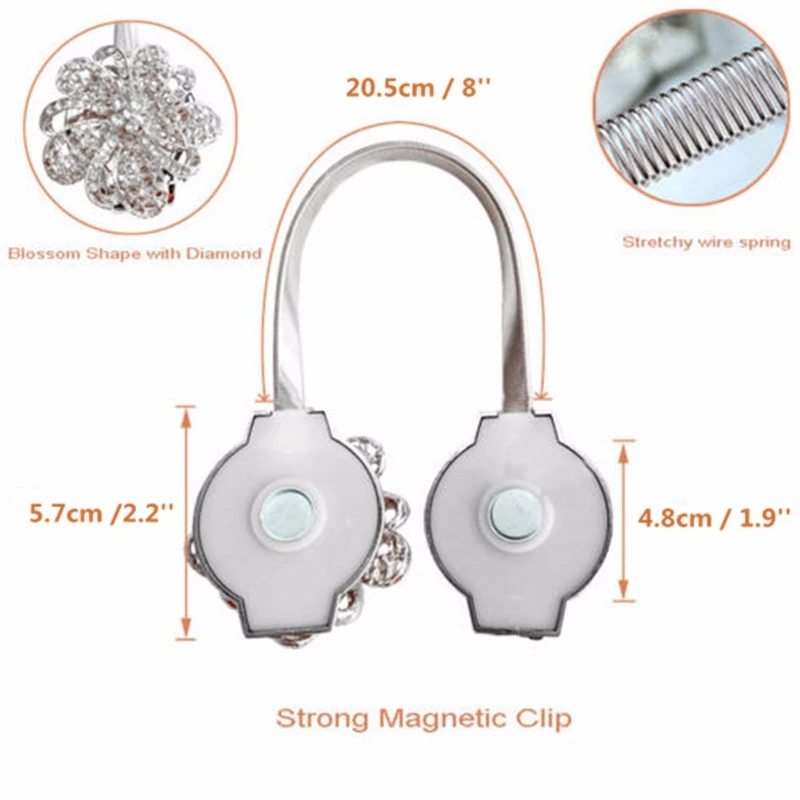 Magnetic Rope Curtains Tieback Europe Style Crystal Flower Retractable Curtain Clips Cortinas Holdbacks Tiebacks For Home Decor