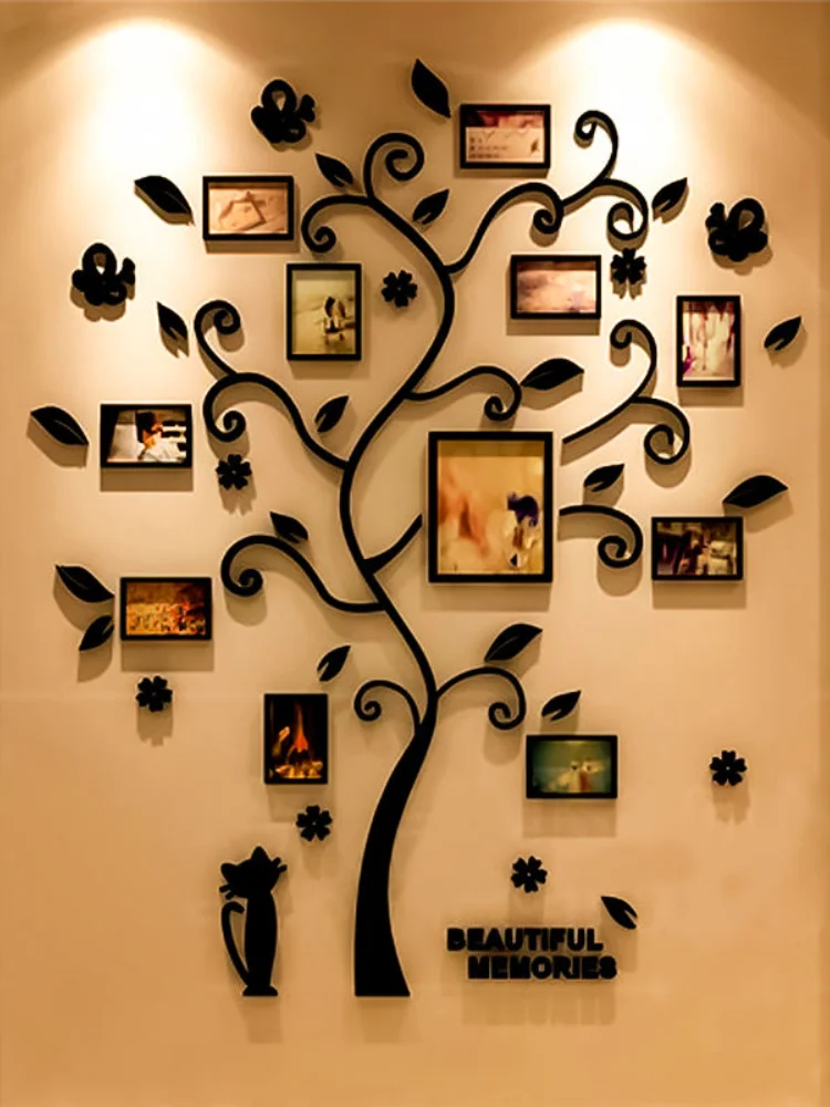 

3D Family Tree Decal Acrylic Photo Album for Shape Decoration Stickers Home Decor Poster Hanging Wall Stickers