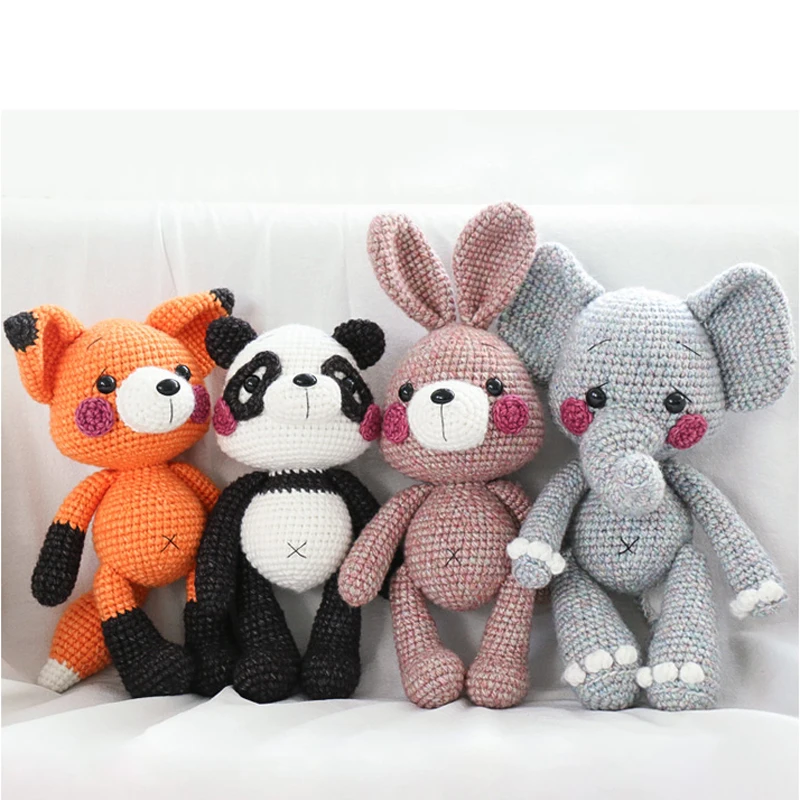 

handmade panda Fox Amigurumi rabbit Crochet Knitted Stuffed animals wild animals doll toy baby Christmas gift Prop Accessories