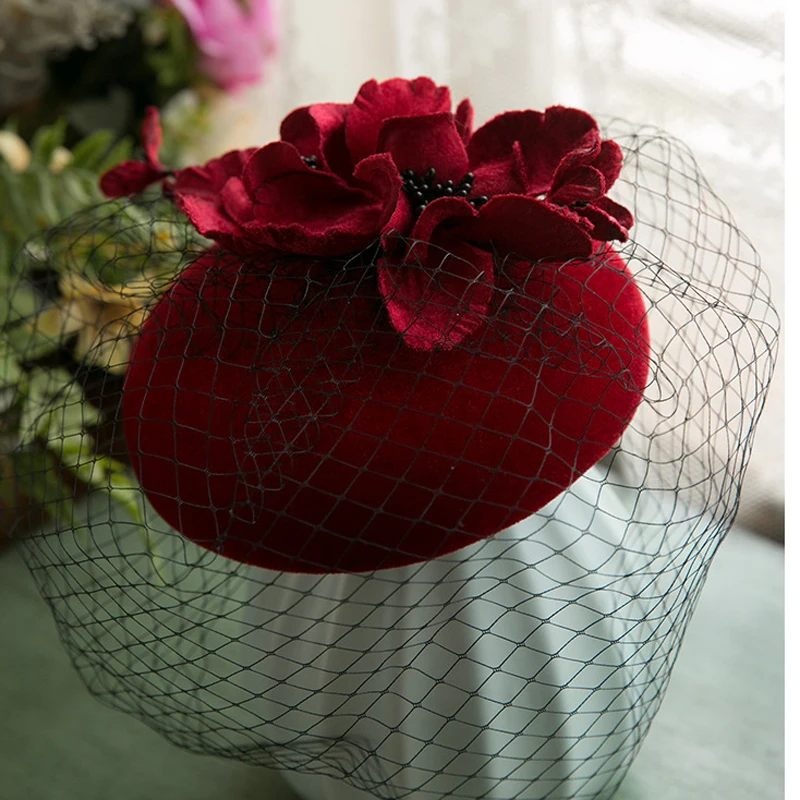 New Elegant Ladies Cocktail Fascinator Hat Flower Decoration Wedding Party Small Bridal Hats Photo Accessories