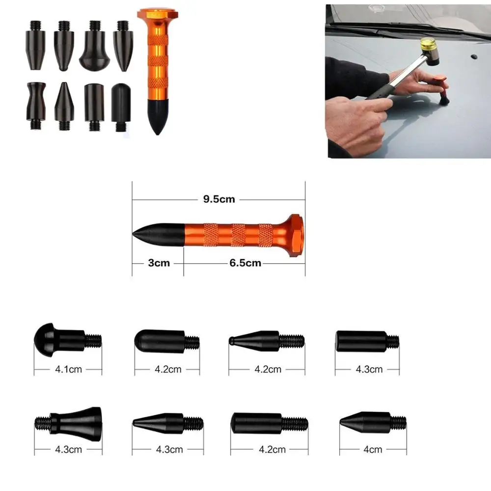 

Auto Body Tools Paintless Dent Repair Knockdown Metal Tap Down Tools Dent Lifter Dent Fix Tools With 9 Heads