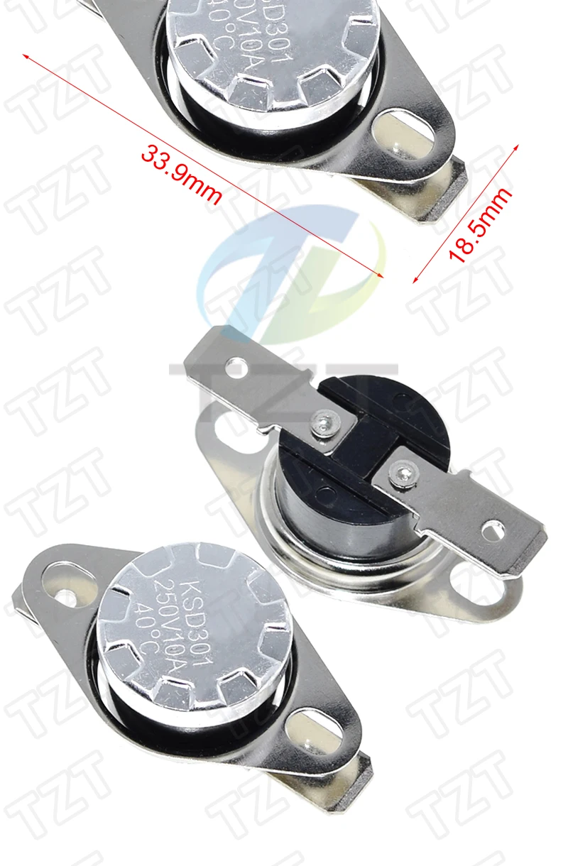 TZT 1/3PCS KSD301 250V 10A normalerweise geschlossener NC-Thermostat Temperaturschalter DegC 40C-135C für Arduino – Detail 2