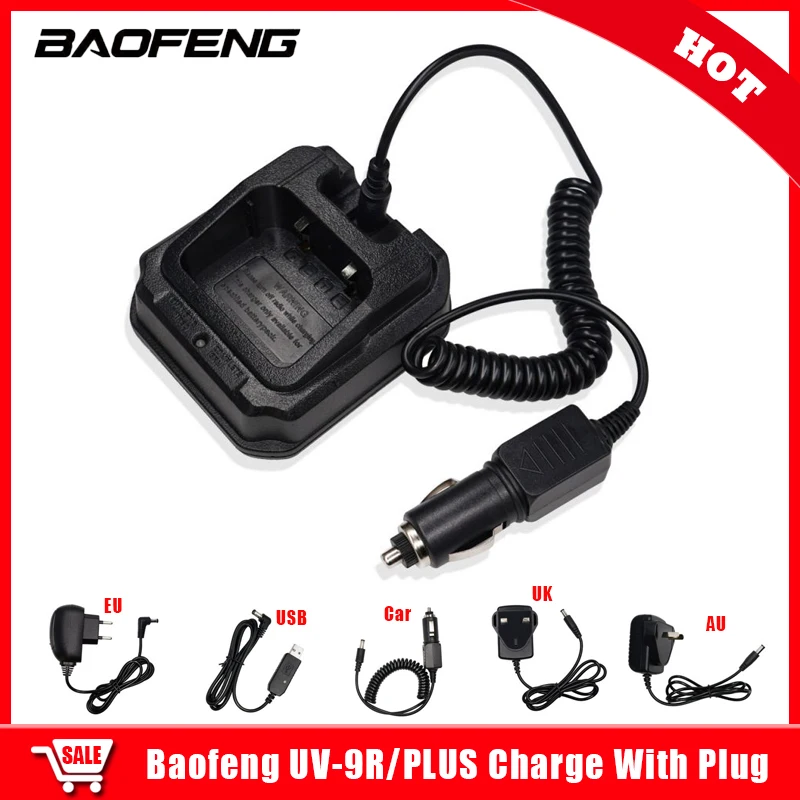 Original Baofeng UV-9R Plus Charger With EU/US/UK/AU/USB/Car Plug For Baofeng UV 9R Plus UV9R Walkie Talkie Two Way Radio Parts