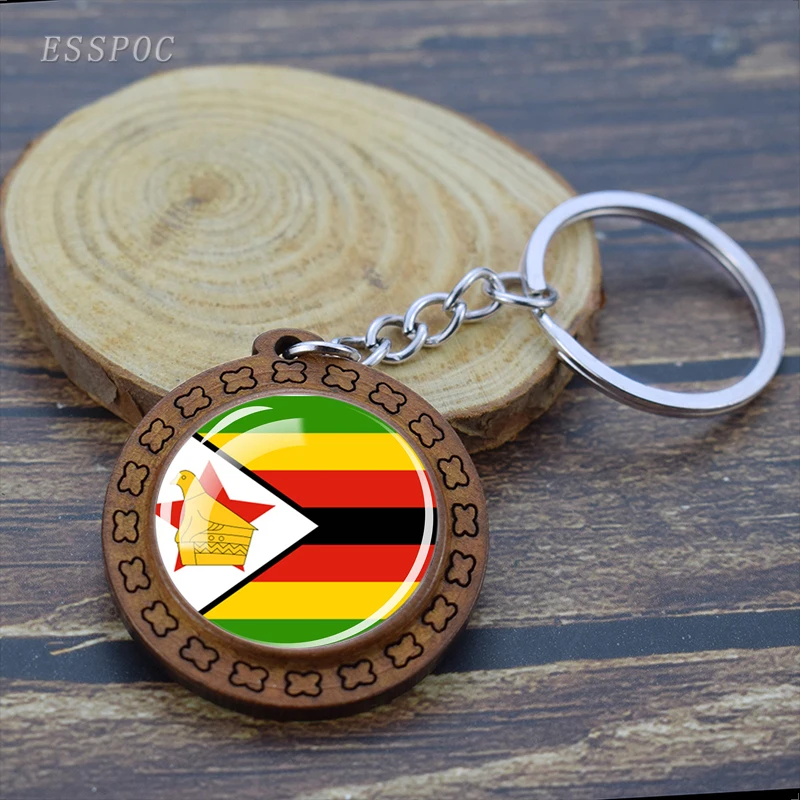 Africa Countries Flag Key Chains Algeria Libya Tunisia Somalia South Africa Flag Glass Dome Wooden Keychain Keyring Wood Trinket