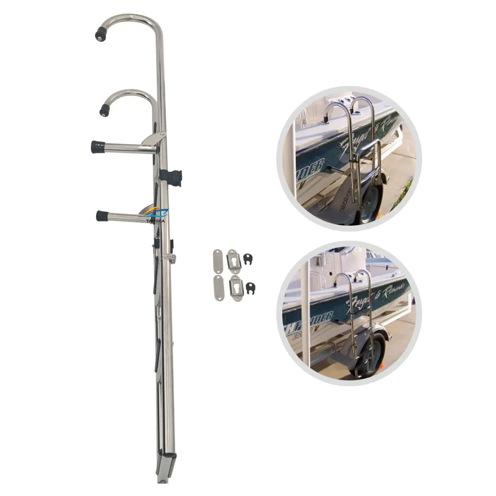 1.65m Stainless steel 304 folding launch ladder hook hanging ladder handrail ladder boarding ladder ship marine accessories