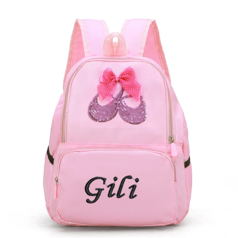 Ransel Tari Balerina Monogram Bordir Tas Tari Pribadi untuk Anak Perempuan Kecil Ransel Balet Bordir Tas Olahraga