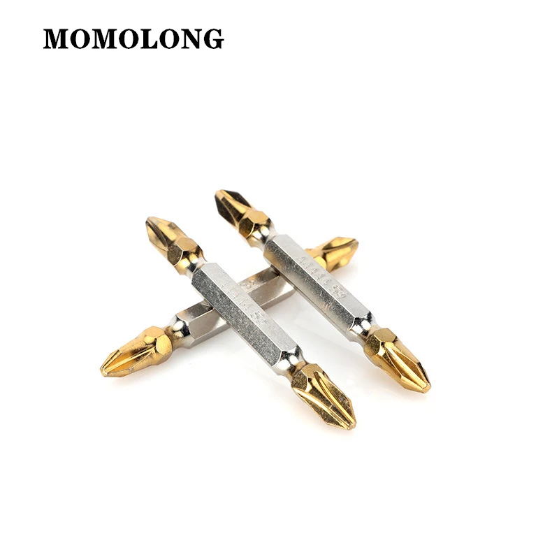 10Pcs 65มม.ไทเทเนียมเคลือบไฟฟ้า Hex Shank Magnetic สกรูเจาะ PH2 Cross ไขควง Bits