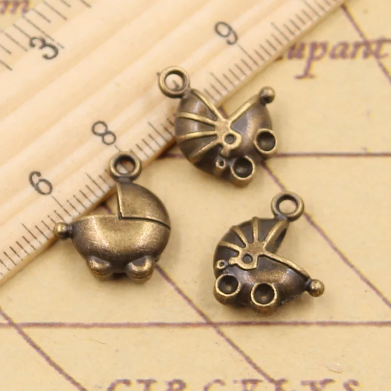 10pcs Charms 3D Baby Carriage Buggy Pram 16x13mm Tibetan Bronze Silver Color Pendants Antique Making DIY Handmade Craft Pendant