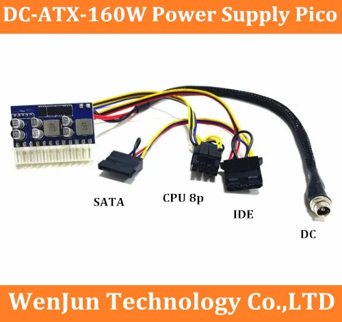 

High quality DC-ATX-160W 12V 6pin male input DC-ATX Peak PSU Pico ATX Switch Mining PSU 24pin MINI ITX DC ATX PC Power Supply