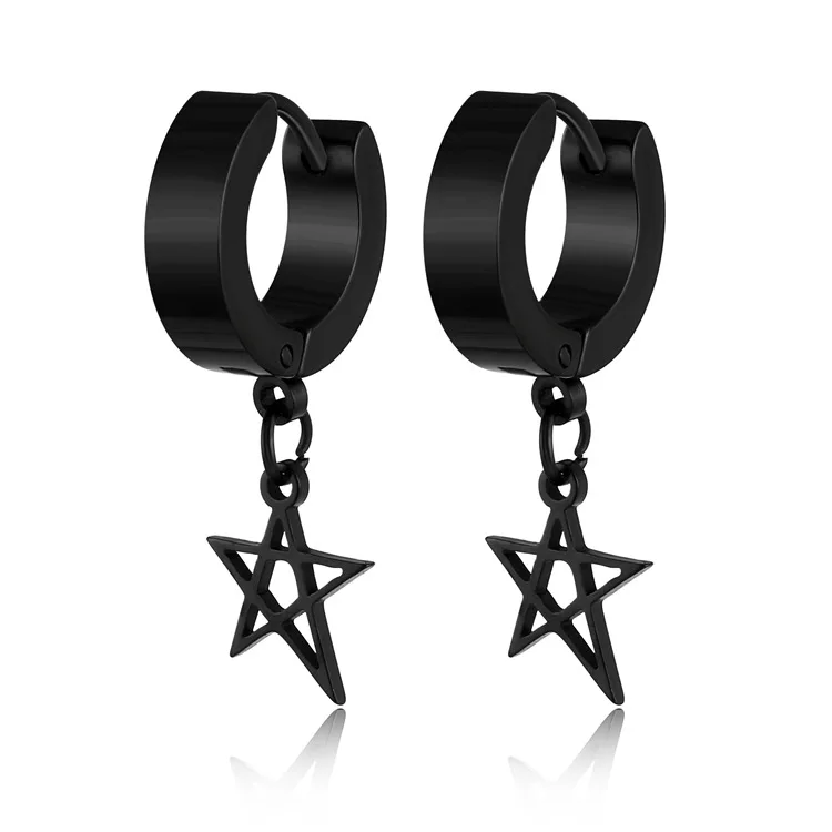 1 pair Punk Black Multiple Styles Clip on Earrings For Men Women Gothic Ear Stainless Steel Earrings Piercing Jewelry oorbellen