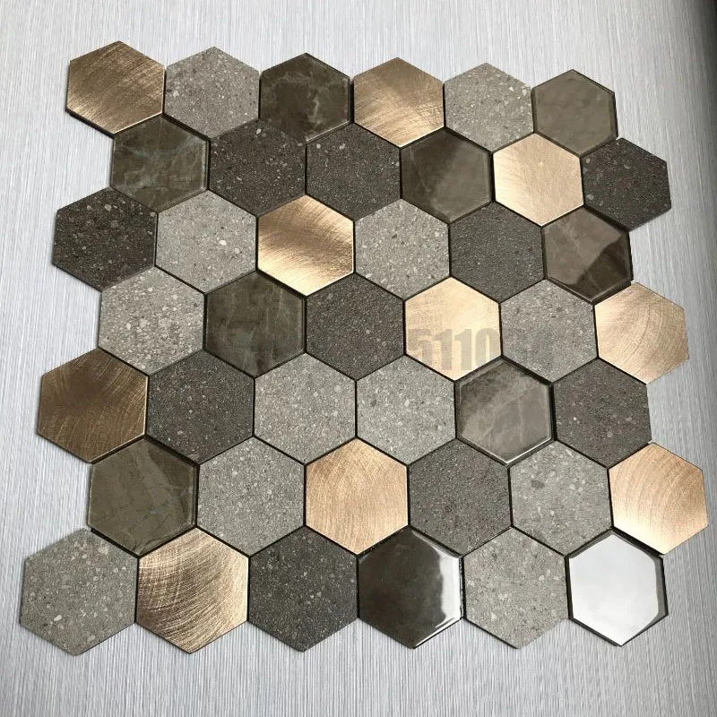 Self-Adhesive Hexagon Metal Mosaic Tile ( 11Pcs/Box ) Aluminum Plastic Wall Stickers Background Wall Porch Bathroom Kitchen