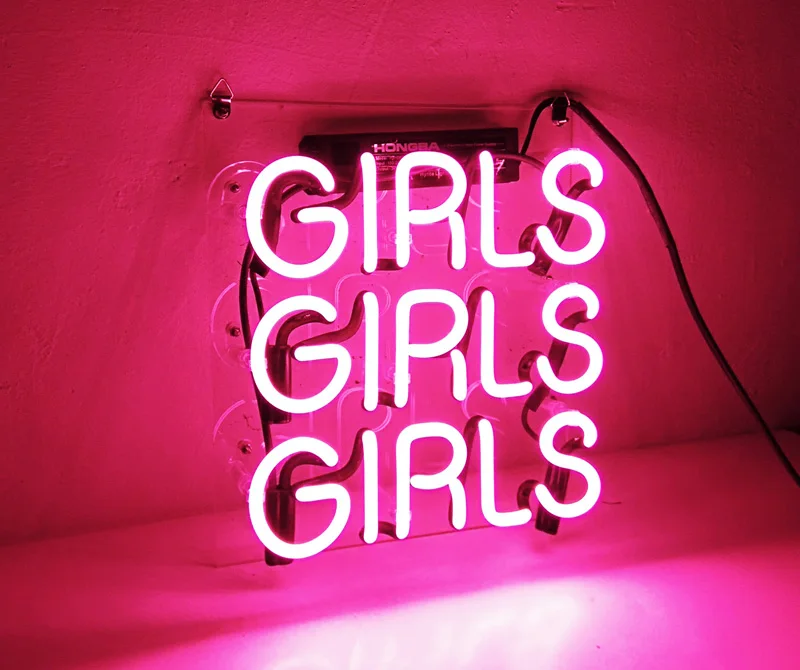 

Custom Pink Girls Girls Girls Glass Neon Light Sign Beer Bar 30cm