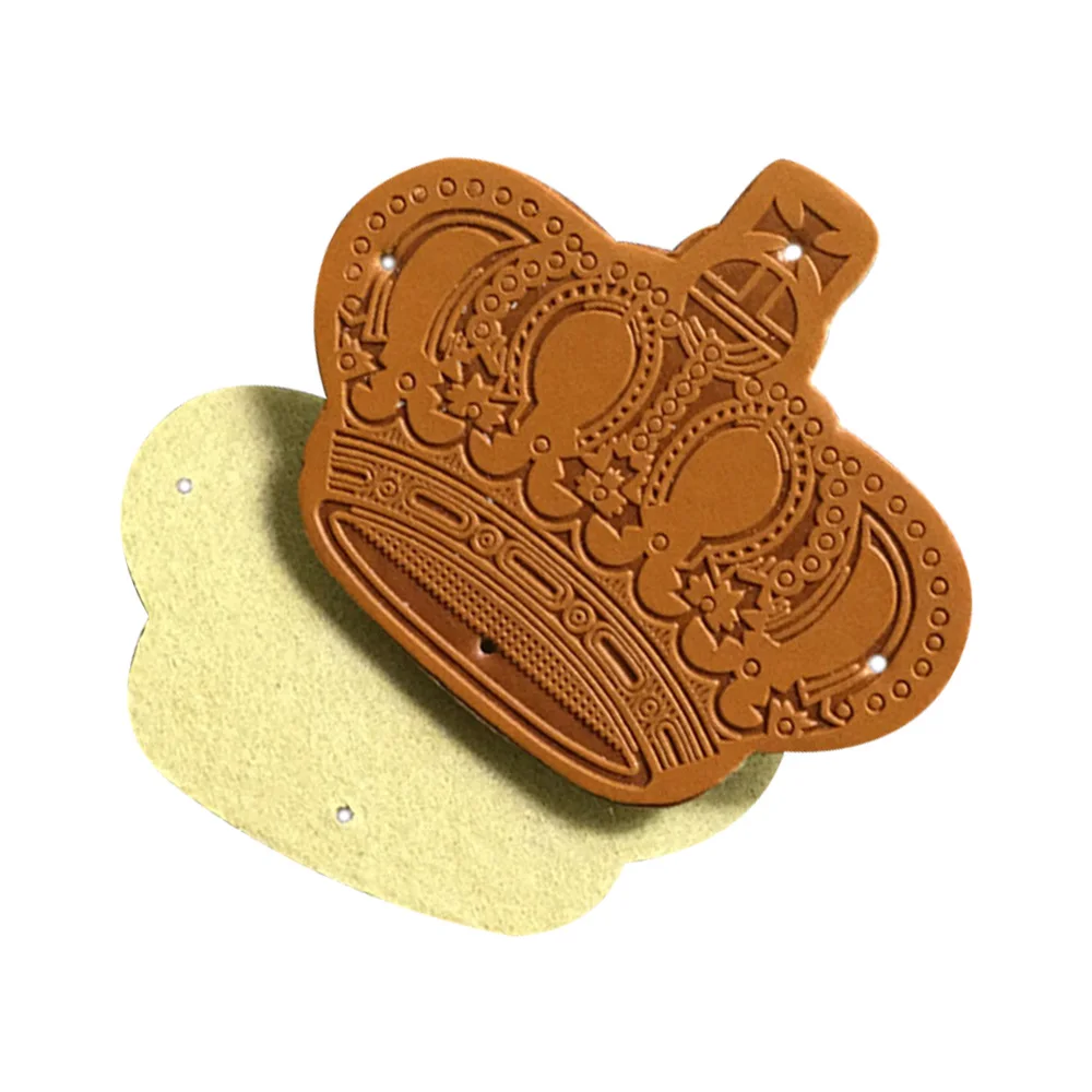 Diy Craft Supplies Crown Hand Made Pu Leather Labels For Shoes Bag Leather Badge Handmade Tags For Leather Craft Accessories