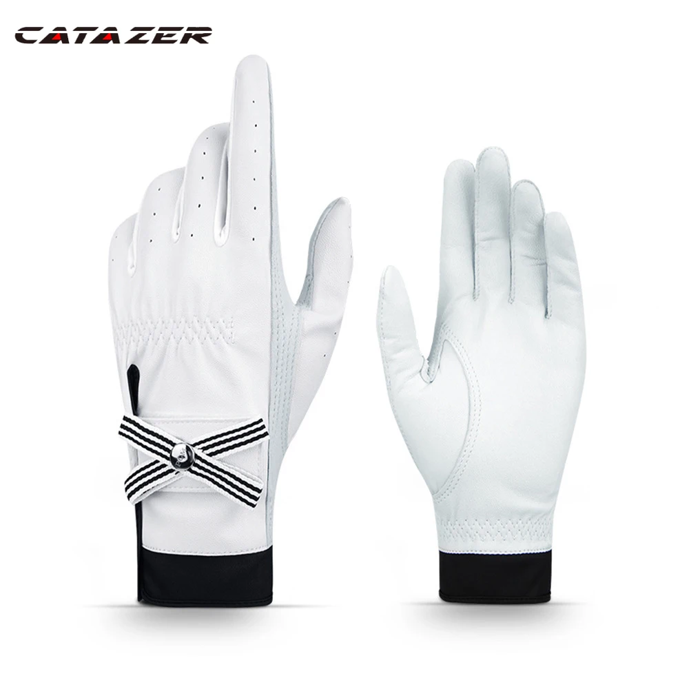 PGM Golf Gloves Women's Anti-slip Design Leather Gloves Lambskin Velcro Non-slip Sports Gloves