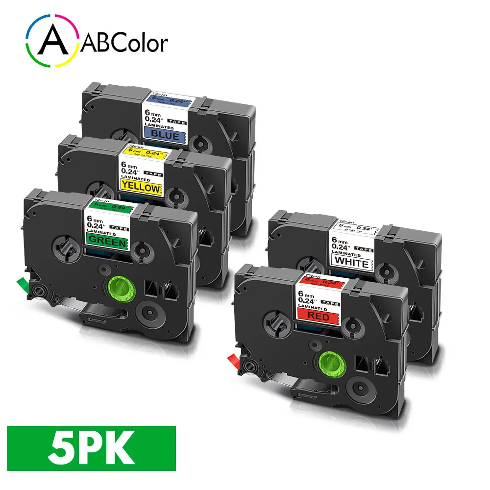 5PK Printer Ribbons Multicolors Compatible For 211 411 511 611 711 laminated Label Tape 6mm For Label Maker