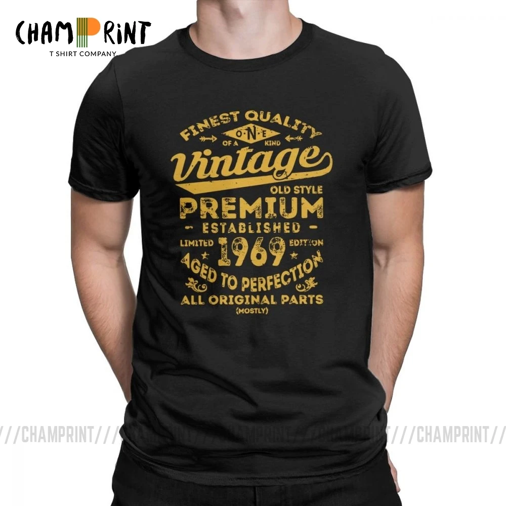 Vintage 1969 Birthday Gift Idea 50 Years Old 50th Birthday Gift T-Shirt for Male O-neck Cotton T Shirt Funny Clothing Plus Size