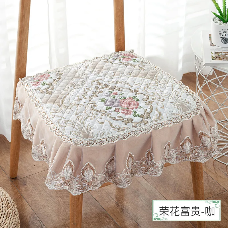 Universal Lace Dining Chair Cushion Home Decor European-Style Jacquard Cushion Office Seat Mat Breathable Pad Student Seat Pad