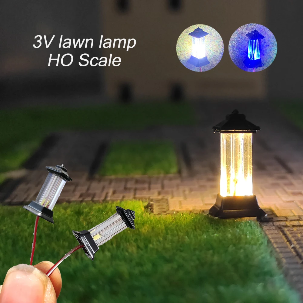 2pcs 1:87 Ho Scale Lawn Model Lamp 3v Led Street Lights Model for Park Architectural Building Grassland Scenery Lamppost Diorama