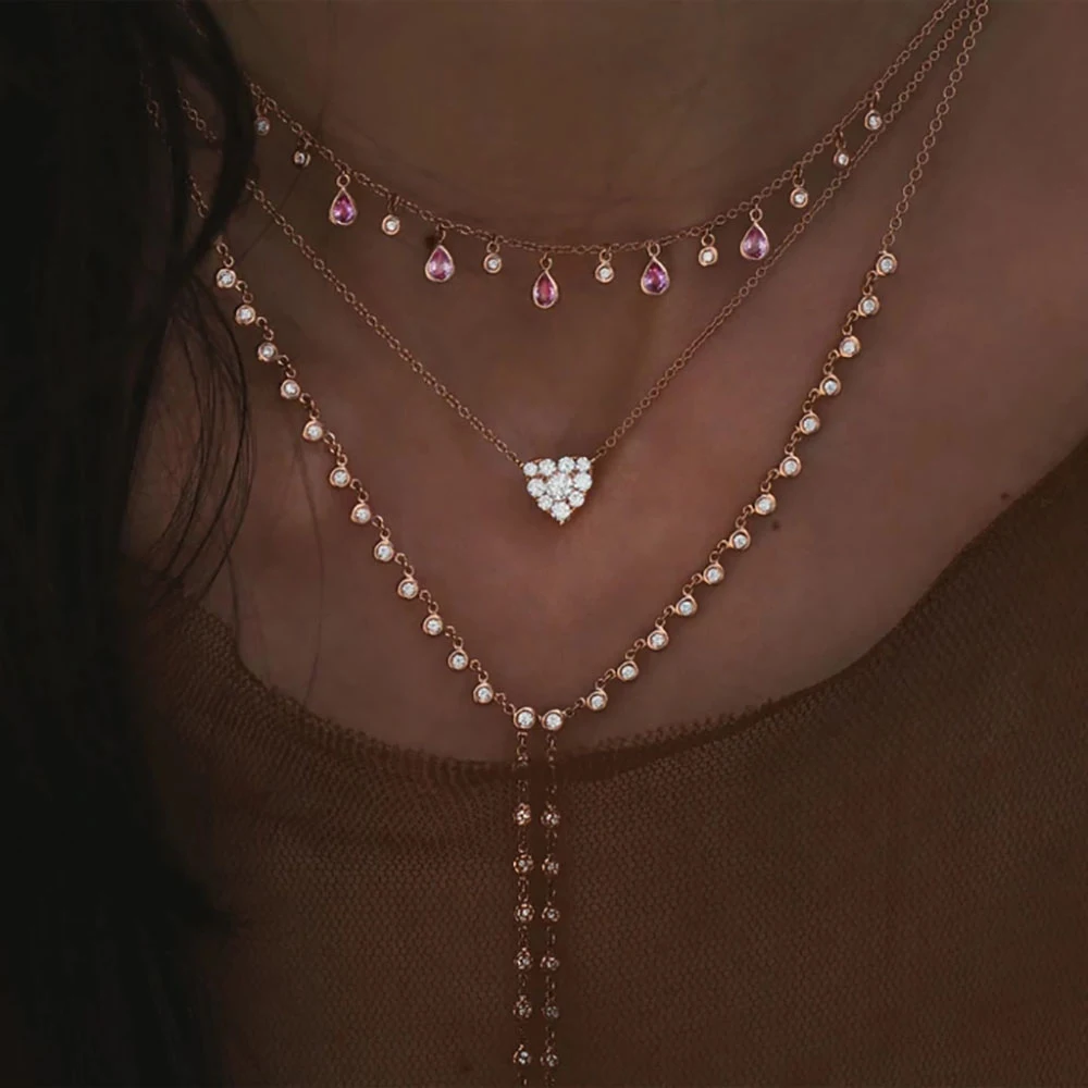Vintage Multi-element Crystal Necklace For Women Fashion stone Necklace Multiple Layers Pendant Long Necklaces Boho Gift Jewelry