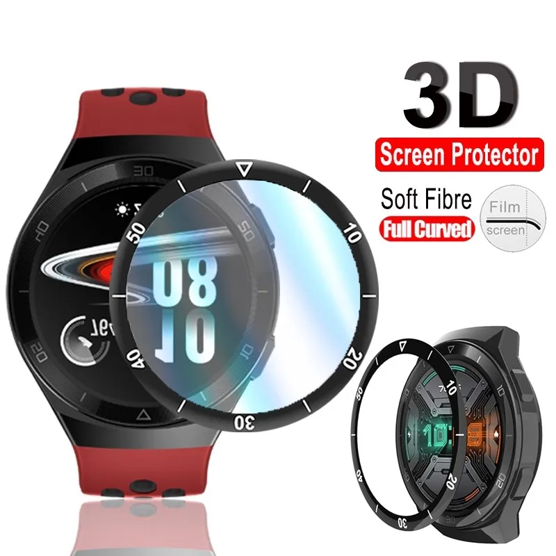 Protective Tempered Glass For Huawei Watch GT 2 GT2 Pro 46mm Curved Soft Fibre Smartwatch Full Screen Protector Film Accessories