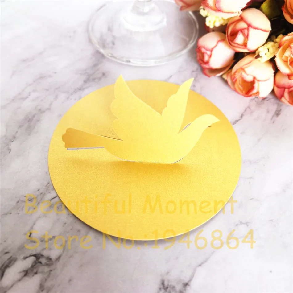 50pcs Hollow Out Wedding Party Table Wine Food Guest Name Place Cards Favor Decoration Bird design Party home decoration props