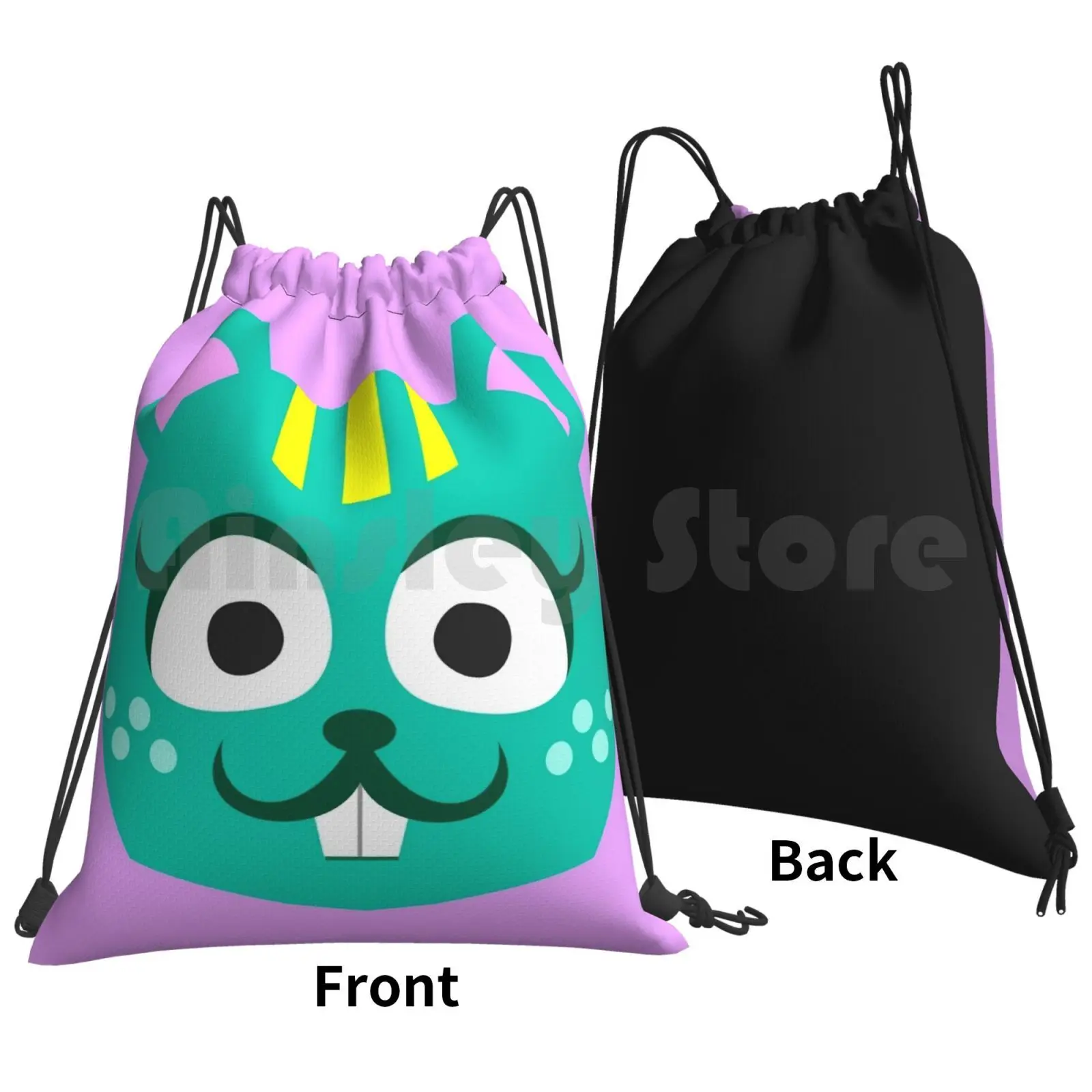 Nibbles Backpack Drawstring Bag Riding Climbing Gym Bag  Squirrel Animal Gamecube Acnl Nintendo 3Ds Gameboy Animals Cute