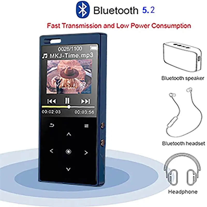 BENJIE brand new Bluetooth 5.0 MP3 player with speaker metal body 1.8-inch screen lossless sound music player