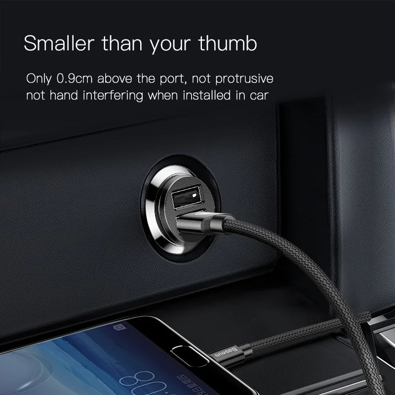 Baseus Mini Car Charger For iPhone x Samsung s10 Xiaomi mi 9 3.1A Fast Car Charging USB Car Charger Adapter Mobile Phone Charger