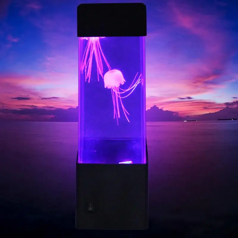 Led Night Light Jellyfish Tank Aquarium Style LED Lamp Sensory Autism Lava Lamp LED Desk Lamp Fish Colored Jelly Night Light