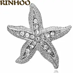 Silver Color Rhinestone Brooches For Women Starfish Lizard Hedgehog Owl Brooch Pins Fashion Animal Jewelry Gift for Kids Friends