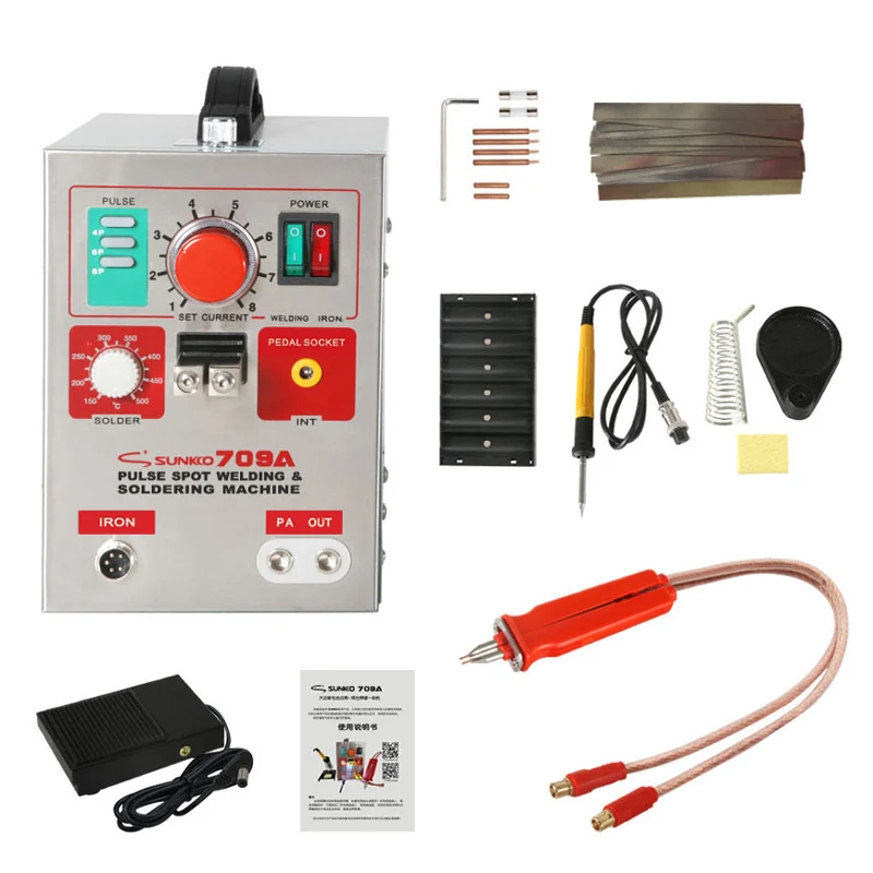 SUNKKO 709A Spot Welder 1.9KW Pulse Spot Welding Machine For Lithium Battery Pack Welding Machine With Remote Soldering