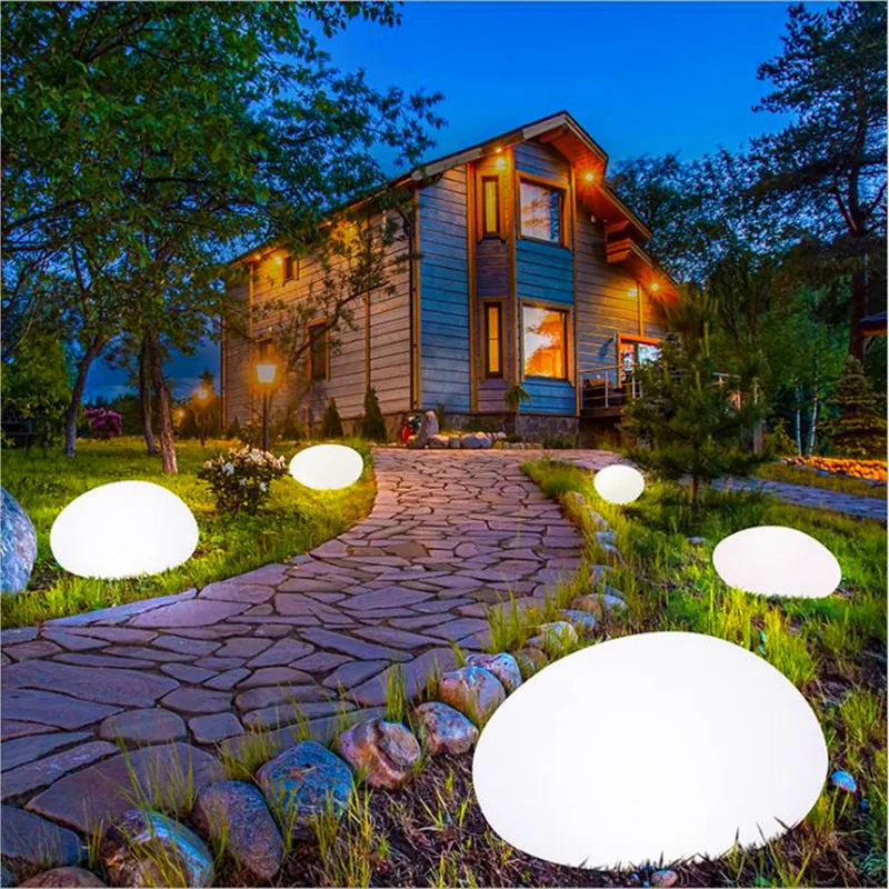 Imagem -06 - Luzes Solares Impermeáveis ao ar Livre Warm White Led Stone Iluminação Cobble Decorado Lâmpadas Garden Pebble Decoração Rgb