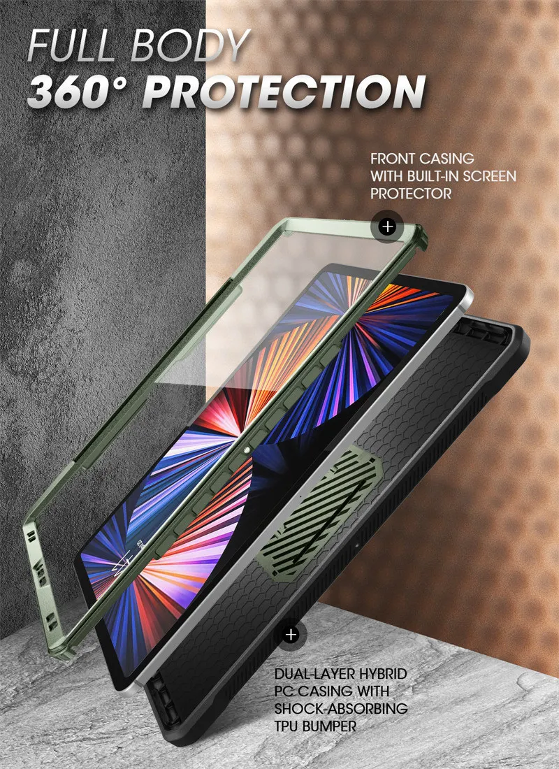 SUPCASE For iPad Pro 12.9 Case (2022/2021/2020) UB Pro Full-Body Rugged Kickstand Protective Case with Built-in Screen Protector