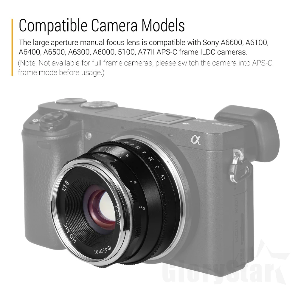 25mm F1.8 Prime Objektiv Manueller Fokus für Sony E-mount Spiegellose Kamera A6500 A6000 A5100 A5000 NEX7 NEX6 NEX5 F3K 5KNACTR A7 SR II