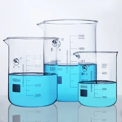 Laboratorio di becher in vetro borosilicato alto graduato 25 50 100 200 250 500 1000 2000 3000 5000 10000mL