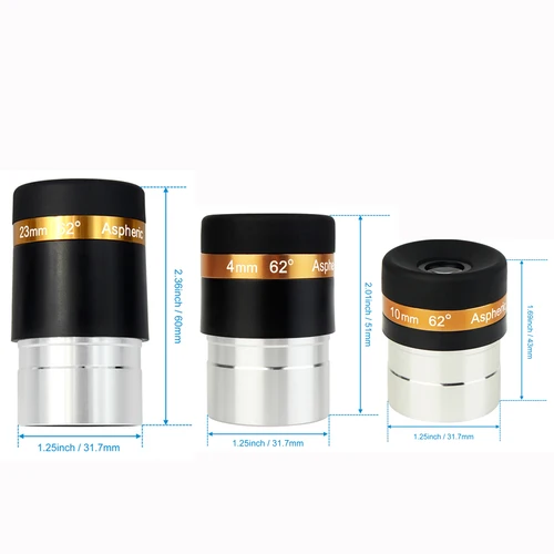 Imagen 2 del producto Ocular asférico para telescopio SVBONY de 1,25 pulgadas, gran angular HD 62 °    Accesorio para Telescopio de 4 10 23 mm Totalmente Recubierto