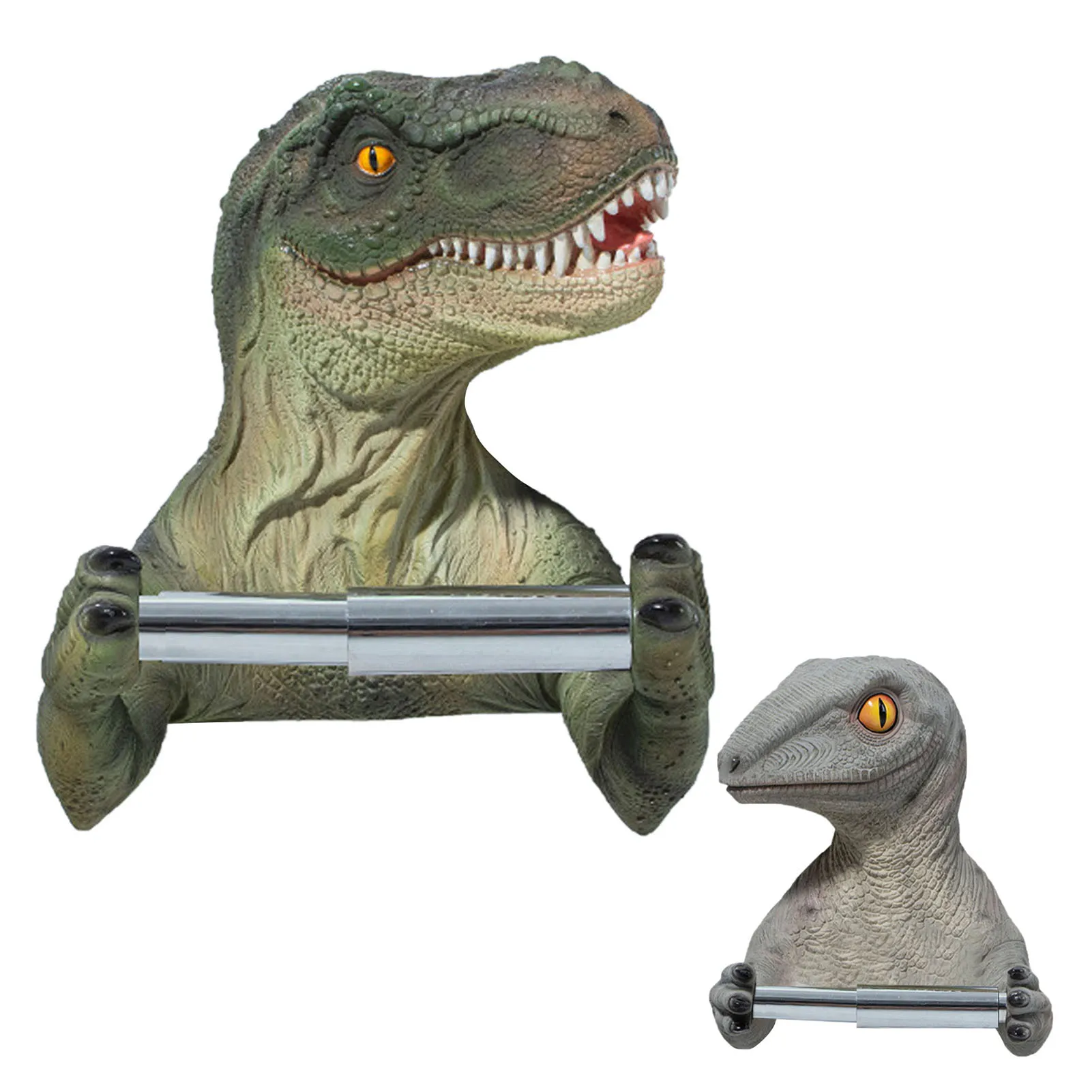 

Resin Dinosaur Tissue Holder Toilet Wall-mounted Roll Paper Holder Toilet Modern Towel Rack Punch-free Bathroom Accessories