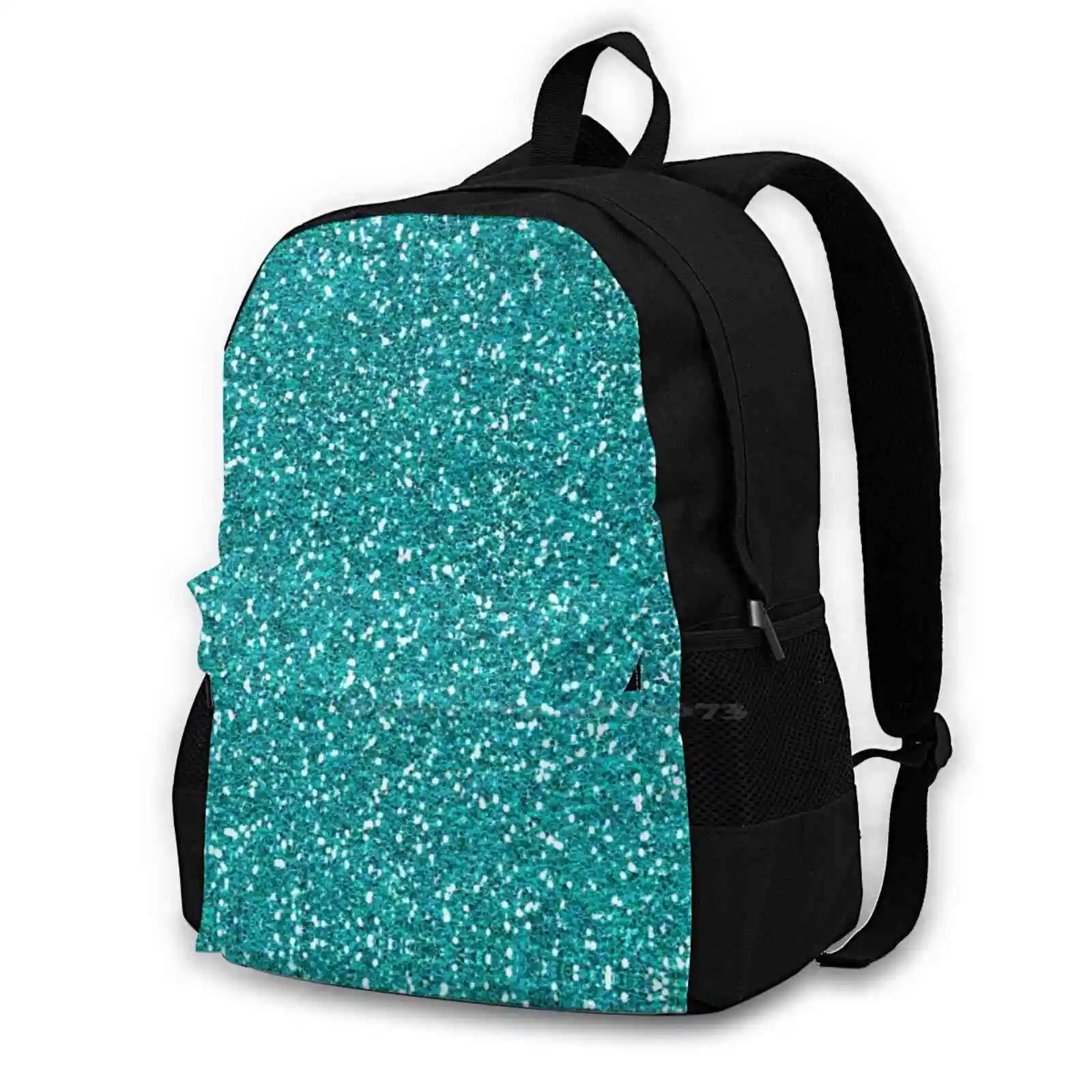 

Turquoise Glitter Sparkles Texture Photography New Arrivals Unisex Bags Student Bag Backpack Turquoise Glitter Faux Glitter