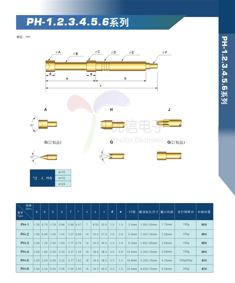 10Pcs/2Pcs Testing Contact Probes Pin PH-2A/2H/3A/3H/4A/4B/4D/4G/4H/6A/6D/6G 5A Retractable Spring Test Probe Pogo Pin