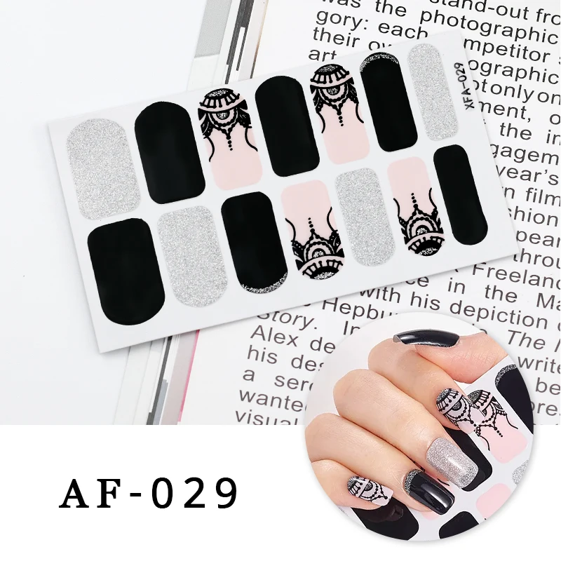 Factory Wholesale Price Nail Stickers Real Nail Polish Sticker Full Cover Manicure Decals Shinny Glitter Stickers for Nails