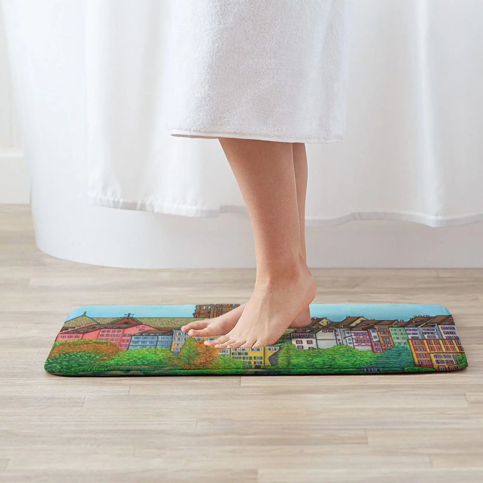 Colours Of Basel , Switzerland Soft Cushion Home Carpet Door Mat Car Rug Basel Switzerland Painting Of Basel Basel Munster